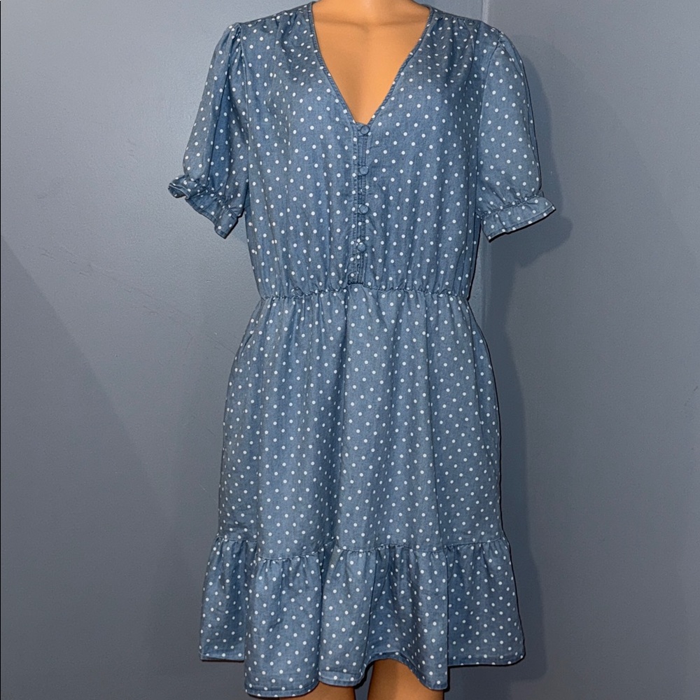 Robert Louis Polka Dot Button-Up Dress - Size large - Picture 1 of 7